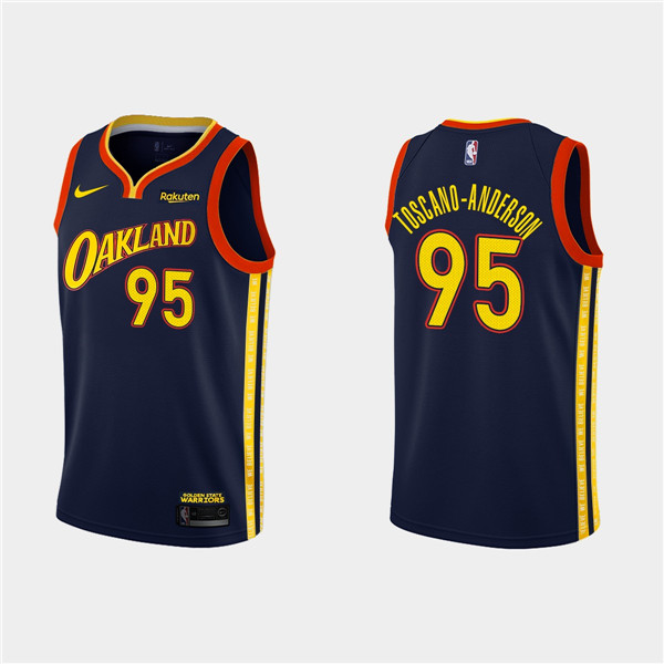 Men's Golden State Warriors #95 Juan Toscano-Anderson 2020-21 Navy City Edition Stitched NBA Jersey